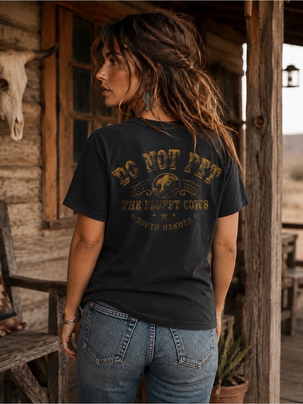 100% Cotton - South Dakota “Do Not Pet the Fluffy Cows” Graphic Tee.